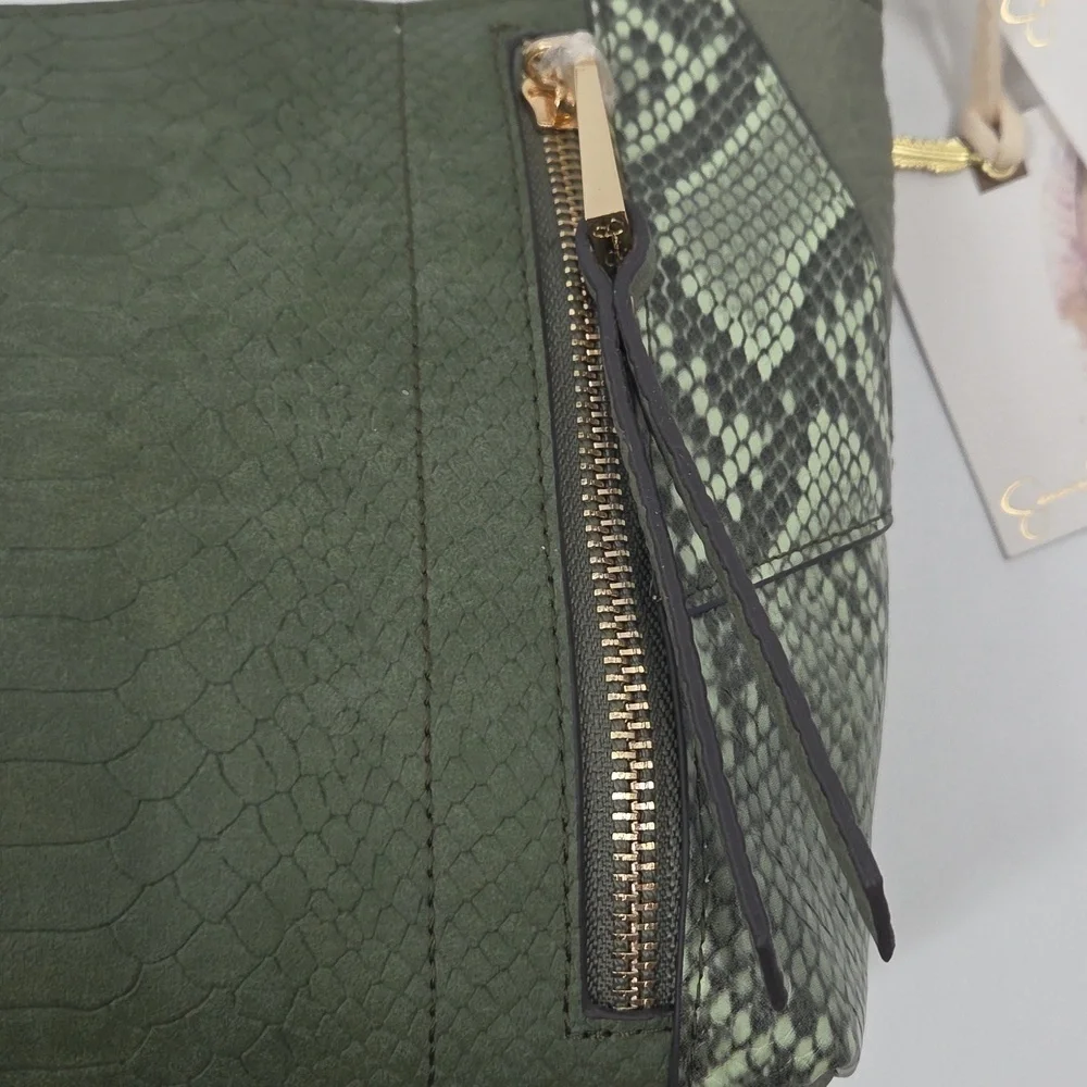 Jessica Simpson Olive Crossbody Bag with Snakeskin Detail NWT
